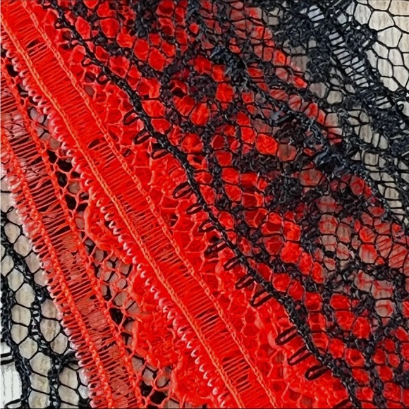 Black and Red Lace Earrings - Picture 2 of 2